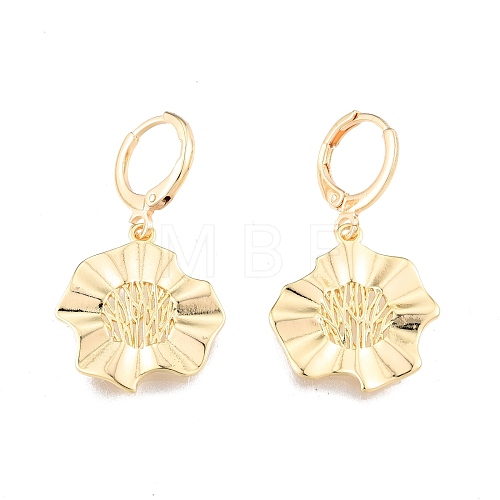 Brass Flower Dangle Leverback Earrings for Women EJEW-N012-94-1