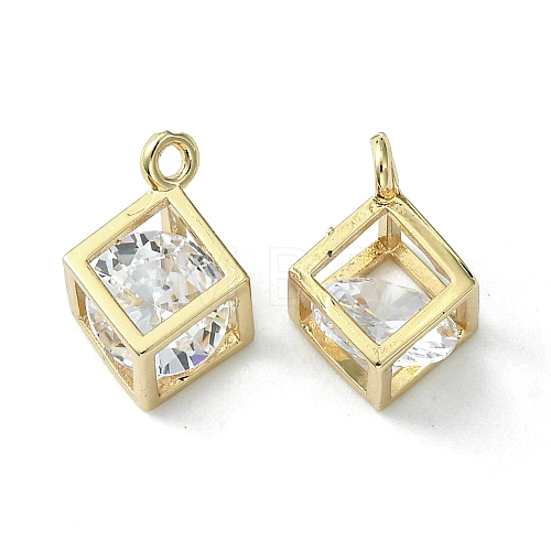 Brass Cubic Zirconia Charms KK-G462-53KCG-1