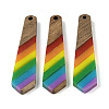 Pride Rainbow Theme Resin & Walnut Wood Pendants WOOD-K012-12C-1