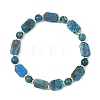 Natural Apatite Rectangle and Round Beaded Stretch Bracelets BJEW-JB14493-01-3