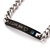 Rectangle with Word I Love You Link Bracelet with Rhinestone STAS-E160-33EBP-2