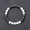 Synthetic Howlite &  Non-magnetic Hematite Round Beads Stretch Bracelets for Women Men KJ2327-9-1