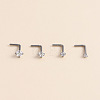 316 Surgical Stainless Steel Crystal Rhinetone Flat Round L-Shaped Nose Rings WGCD50A-02-4