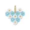 MIYUKI Glass Seed Beaded Heart with Flower Pendants PALLOY-MZ01113-03-1