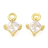 Rhombus Rack Plating Brass with Cubic Zirconia Pendants Charms KK-S396-24-1