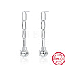 Rhodium Plated 925 Sterling Silver Round Ball Dangle Stud Earrings LV8161-1-1