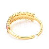 Brass Micro Pave Cubic Zirconia Cuff Ring RJEW-F118-14-G-3