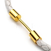 Brass Column Bar Link Bracelet with Leather Cords BJEW-G675-05G-07-2