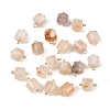 Natural Cherry Blossom Agate Column Charms with Rack Plating Brass Loops G-G110-04A-01-2