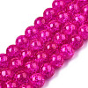 1Strand Fuchsia Transparent Crackle Glass Round Beads Strands X-CCG-Q001-10mm-08-1