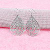 Teardrop with Hollow Leaf Pattern Brass Dangle Earrings FS-WG94C34-01-1