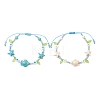 2Pcs 2 Colors Ocean Theme Synthetic Turquoise & Glass Seed Beaded Bracelets BJEW-MZ00305-2