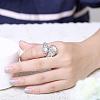 Real Platinum Plated Tin Alloy Czech Rhinestone Wide Band Rings for Women RJEW-BB01117-7P-5
