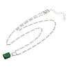 Brass Pave Clear Cubic Zirconia & Green Glass Perfume Bottle Pendant Figaro Chain Necklaces for Women NJEW-F364-02P-4