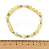 Round Natural Golden Silk Jade & Cultured Freshwater Pearl & Brass Beaded Stretch Bracelets for Women BJEW-JB14060-02-4