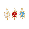 Brass Enamel Sea Turtle Connector Charms KK-I352-37G-1