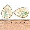 Brass & Transparent Epoxy Resin & Dried Flower Pendants RESI-G133-02G-04-3