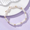 Natural Baroque Keshi Pearl & Brass Beaded Stretch Bracelets for Women BJEW-JB13685-1