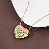 304 Stainless Steel Enamel Heart with Flower Pendant Necklaces for Women NJEW-D347-01G-01-3