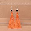 Zinc Alloy Polyester Skull Tassel Dangle Earrings FS-WG69CBD-08-1