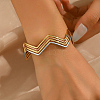 Multi-layer Geometric Wave Pattern Iron Open Cuff Bracelet for Women US3742-3