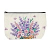 Lavender Printed Linen Storage Zipper Clutch Bags ABAG-Z002-02A-1