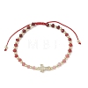 Dyed Natural Malaysia Jade Rondelle Beaded Braided Bead Bracelets BJEW-JB13395-3