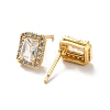 Clear Cubic Zirconia Rectangle Stud Earrings LS-EJEW-K093-20G-2