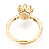 Crown Shape Brass Micro Pave Clear Cubic Zirconia Cup Peg Ring Settings KK-T076-18G-3