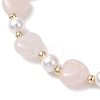Natural Rose Quartz Heart & Shell Pearl Beads Stretch Bracelets BJEW-JB13413-01-4