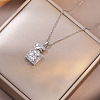 304 Stainless Steel Pave Cubic Zirconia Perfume Bottle Pendant Cable Chain Necklaces for Women WGECF3E-02-1