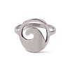 201 Stainless Steel Oval with Wave Finger Ring RJEW-J051-40P-2