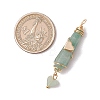 6Pcs 6 Styles Natural Carnelian & Green Aventurine & Rose Quartz & Quartz Crystal & Lapis Lazuli & Amethyst Copper Wire Wrapped Faceted Bullet Heart Pendants PALLOY-JF03482-02-2