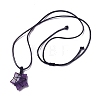 Adjustable Natural Amethyst Star Pendant Necklace NJEW-B086-03B-2