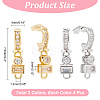 8Pcs 2 Colors Brass Micro Pave Clear Cubic Zirconia Fold Over Clasps KK-DC0001-80-2