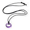 Natural Amethyst Ring Pendant Necklace with Waxed Cords NJEW-R262-01B-06-2