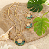 Alloy & Natural Abalone/Paua Shell Pendant Necklaces & Dangle Earrings Sets WGD5CF5-06-1