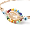 5Pcs 5 Color Natural Cowrie Shell & Glass Seed & Lampwork Evil Eye Braided Bead Bracelets Set BJEW-TA00198-6