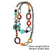 Bohemian Style Acrylic & Zinc Alloy Oval & Teardrop Handmade Link Chain Long Necklaces for Women FS-WG51811-01-4