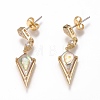 Brass Micro Pave Clear Cubic Zirconia Dangle Stud Earrings EJEW-F259-01A-G-1