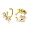 Rack Plating Flower Brass Cuff Earrings X-EJEW-H016-33G-01-2