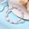 Natural Kunzite & Non-magnetic Synthetic Hematite Oval Beaded Stretch Bracelets for Women Men BJEW-JB13934-03-1