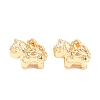 Brass Purple Velvet Rhinestone Charms KK-L274-08G-1