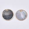 Natural Black Lip Shell Pendants SSHEL-T012-02-2