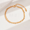 Fashionable Real 18K Gold Plated Brass Glass Double Layers Anklets for Women's Beachwear HR3444-1-1