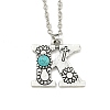 Letter A~Z Antique Silver Plated Alloy with Synthetic Turquoise Pendant Necklace NJEW-G080-01K-1