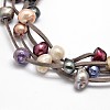 Luxurious Women's Pearl Multi-strand Necklaces NJEW-L345-N10-2
