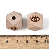 Laser Engraved Beech Wood Faceted Beads WOOD-T033-10A-3