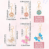 6Pcs 6 Style Butterfly & Flower Pendant Keychain KEYC-CP0001-09-2