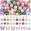 Round & Butterfly & Bowknot Acrylic & Brass Rhinestone Spacer Beads Findings Kits MACR-FS0002-46-1